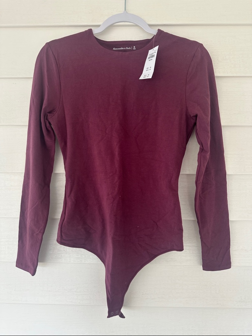 Abercrombie & Fitch Long-Sleeve Wine Burgundy Bodysuit